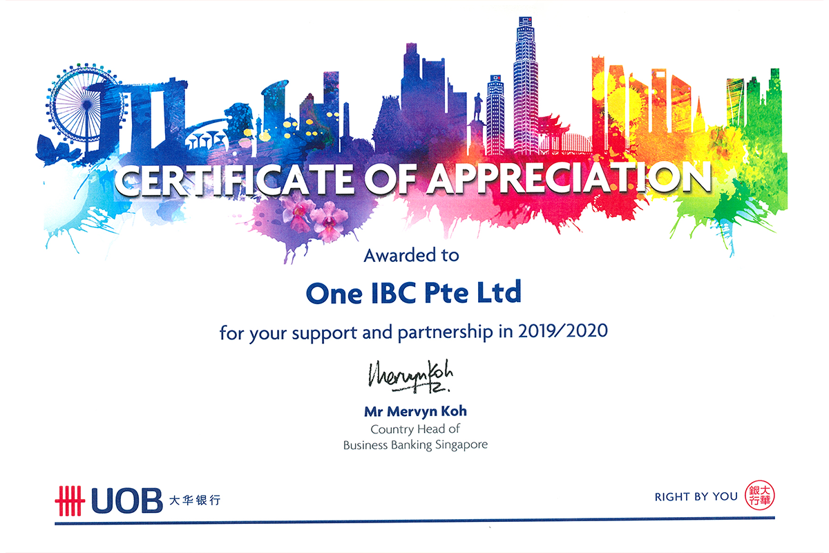 One IBC® is honored for being a valued partner with United Overseas Bank (UOB)